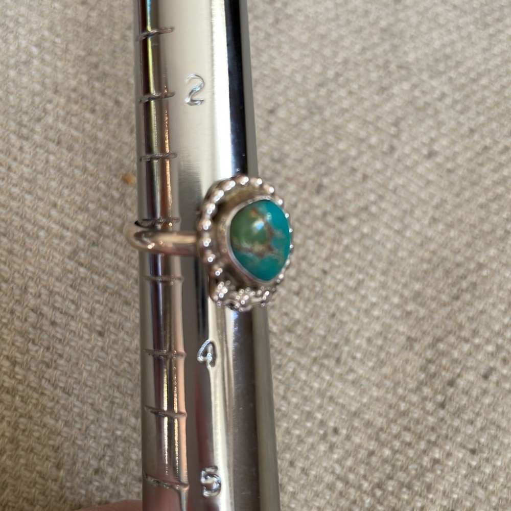 ADJUSTABLE STERLING TURQUOISE RING - Picture 5 of 6